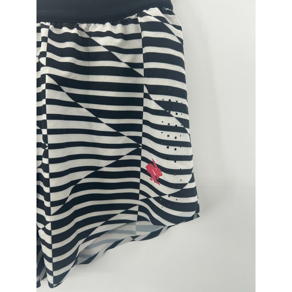 Rabbit Womens Fuel n' Fly 2.5 Sugar Swizzle Stripe Black White Running Shorts S - Picture 5 of 6